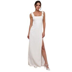 NEW Lulus Your Sweetie White Tie-Strap Column Maxi Dress Size S Wedding Gown